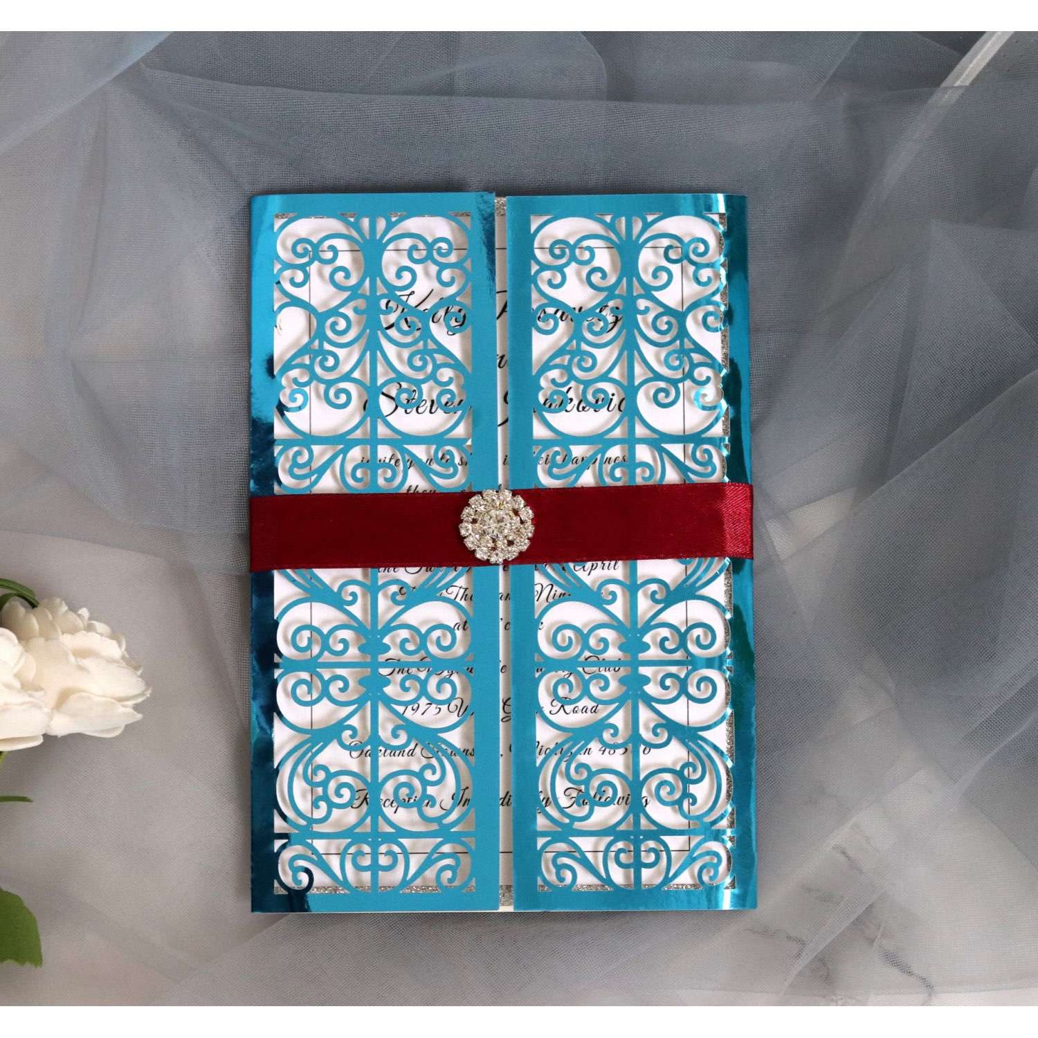 Invitation Card With Ribbon European Style Marriage Invitation Laser Cut Card Wholesale